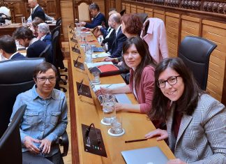 Las concejalas de Podemos-Equo Xixón en el pleno de aprobación de las ordenanzas