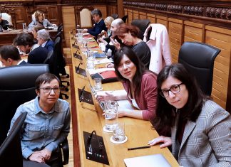 Las concejalas de Podemos-Equo Xixón en el pleno de aprobación de las ordenanzas