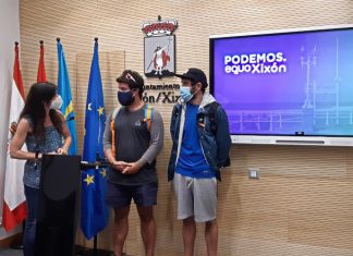 Podemos-Equo Xixón lamenta que el “equipo de gobierno impida que la oposición escuche de primera mano a los profesionales de Salvamento” Laura Tuero, Rubén Álvarez y Ángel Ferrera, en la rueda de prensa sobre Salvamento